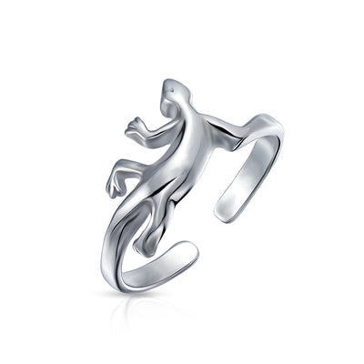 Set of 2 Garden Reptile Snake and Geko Lizard Midi Toe Ring Sterling Silver