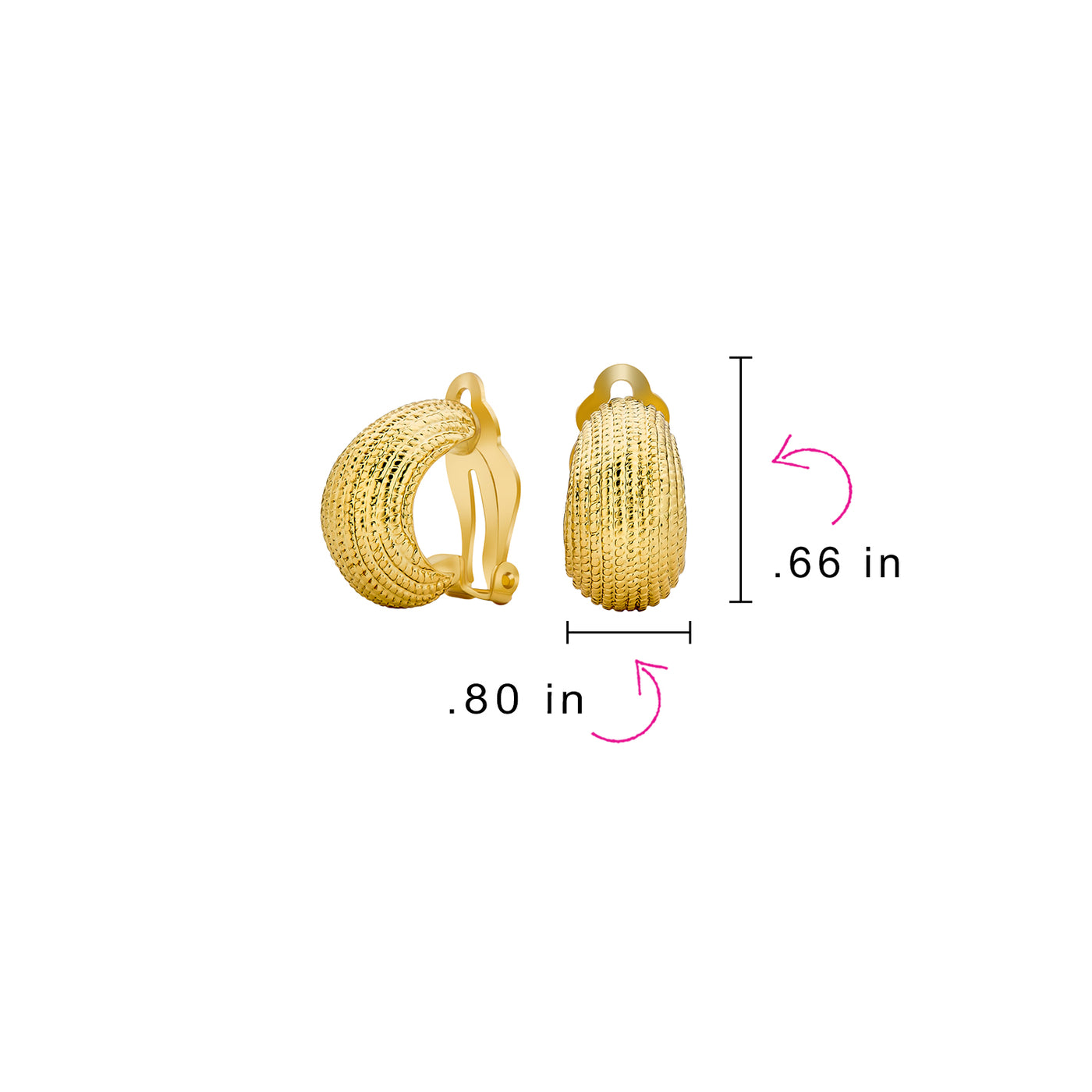 Ribbed Cable Rope Stripe Half Hoop Clip-On Earrings Gold Tone for Non-Pierced