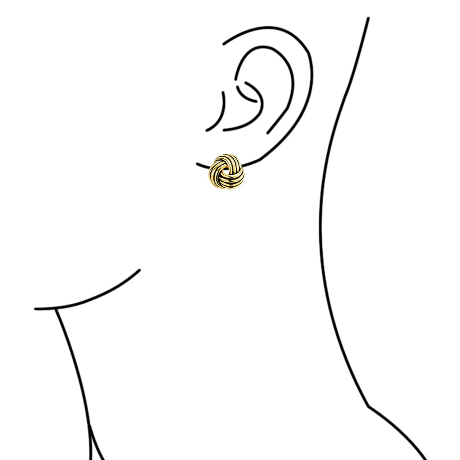 Rope Cable Love Knot Work Clip On Earrings Non Pierced Ears Black Oxidized Gold Plated (Set of 2)
