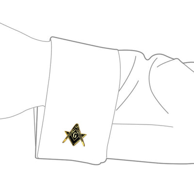 Set of 2 Freemasons Compass Symbol Shirt Cufflink Black Enamel Gold Plated