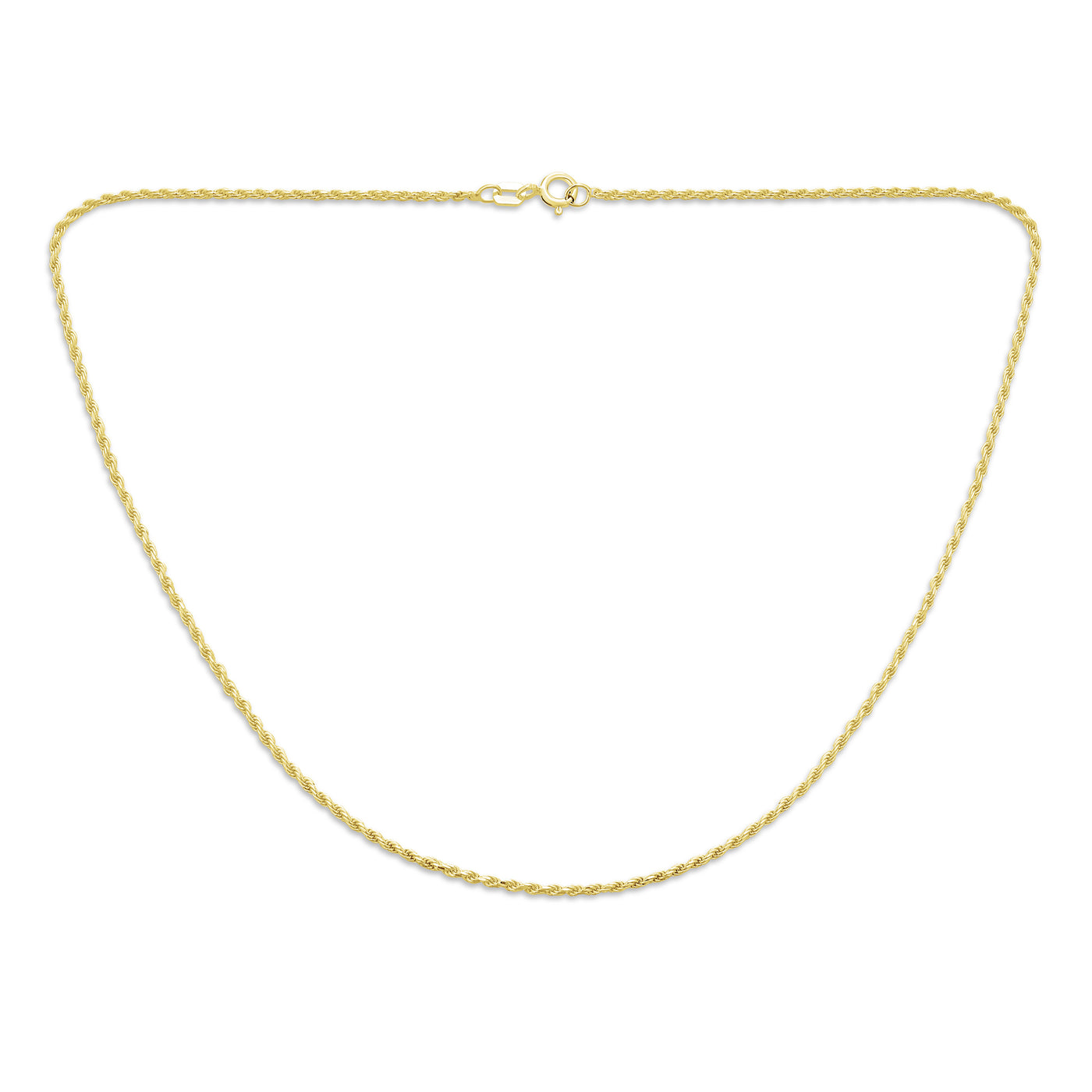 2MM 14K Gold Plated Sterling Silver Rope Chain Necklace Italy 16-24 Inch