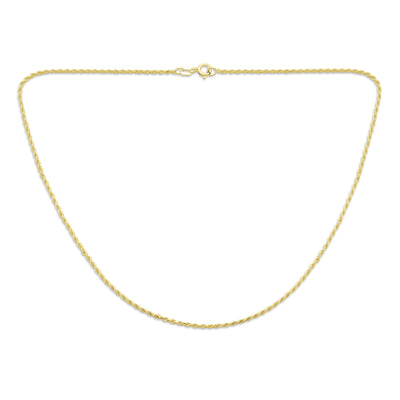 2MM 14K Gold Plated Sterling Silver Rope Chain Necklace Italy 16-24 Inch