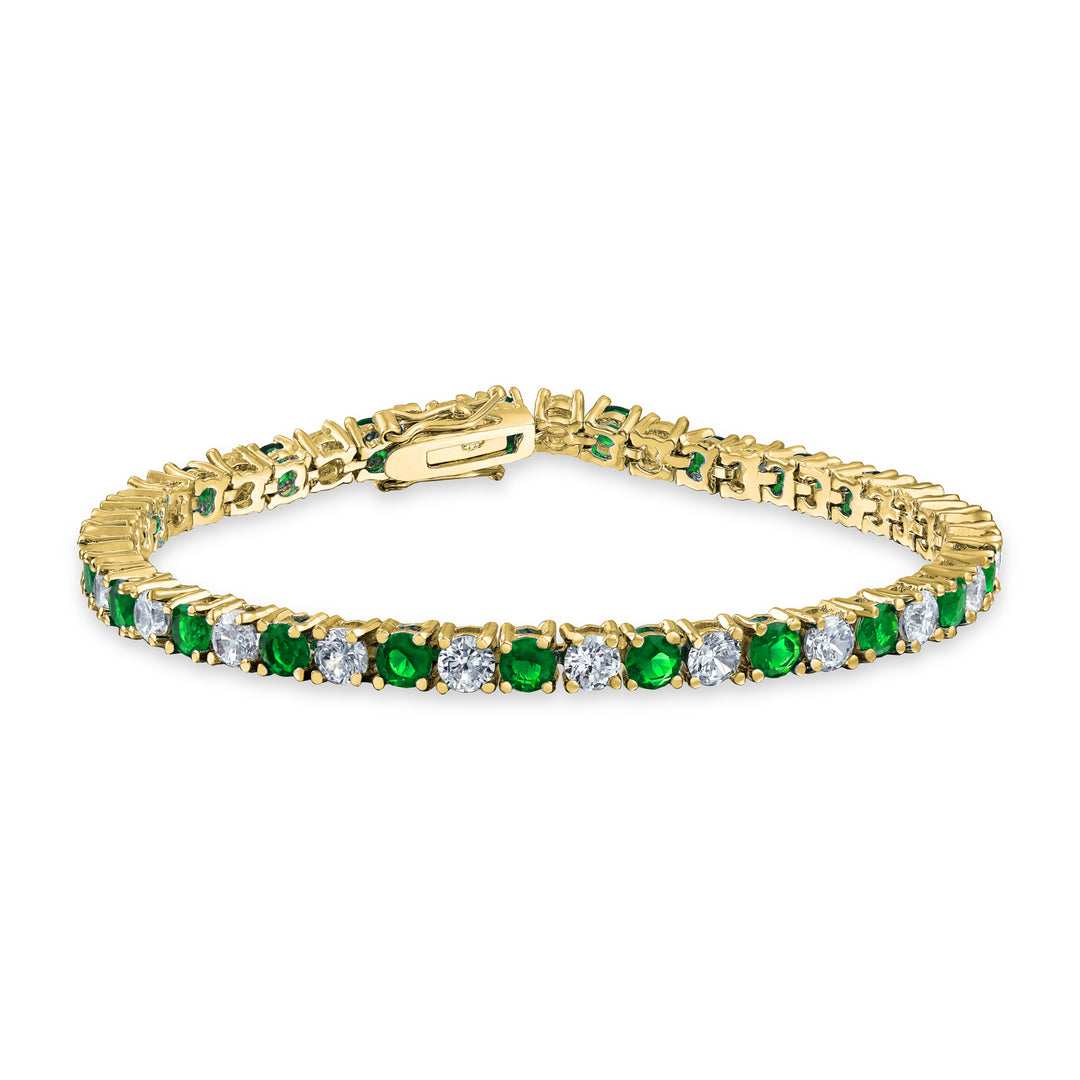 Stunning! 2024 Emerald Green/Clear CZ Tennis Bracelet