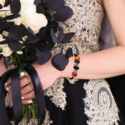 Halloween Skull Ghost Pumpkin Charm Leather Bracelet Sterling Silver