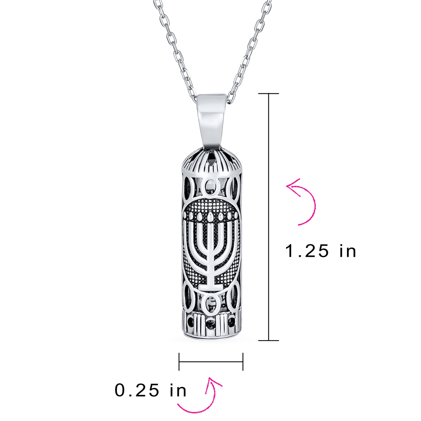 Hanukkah Judaic Star Of David Mezuzah Pendant Necklace Sterling Silver Gift