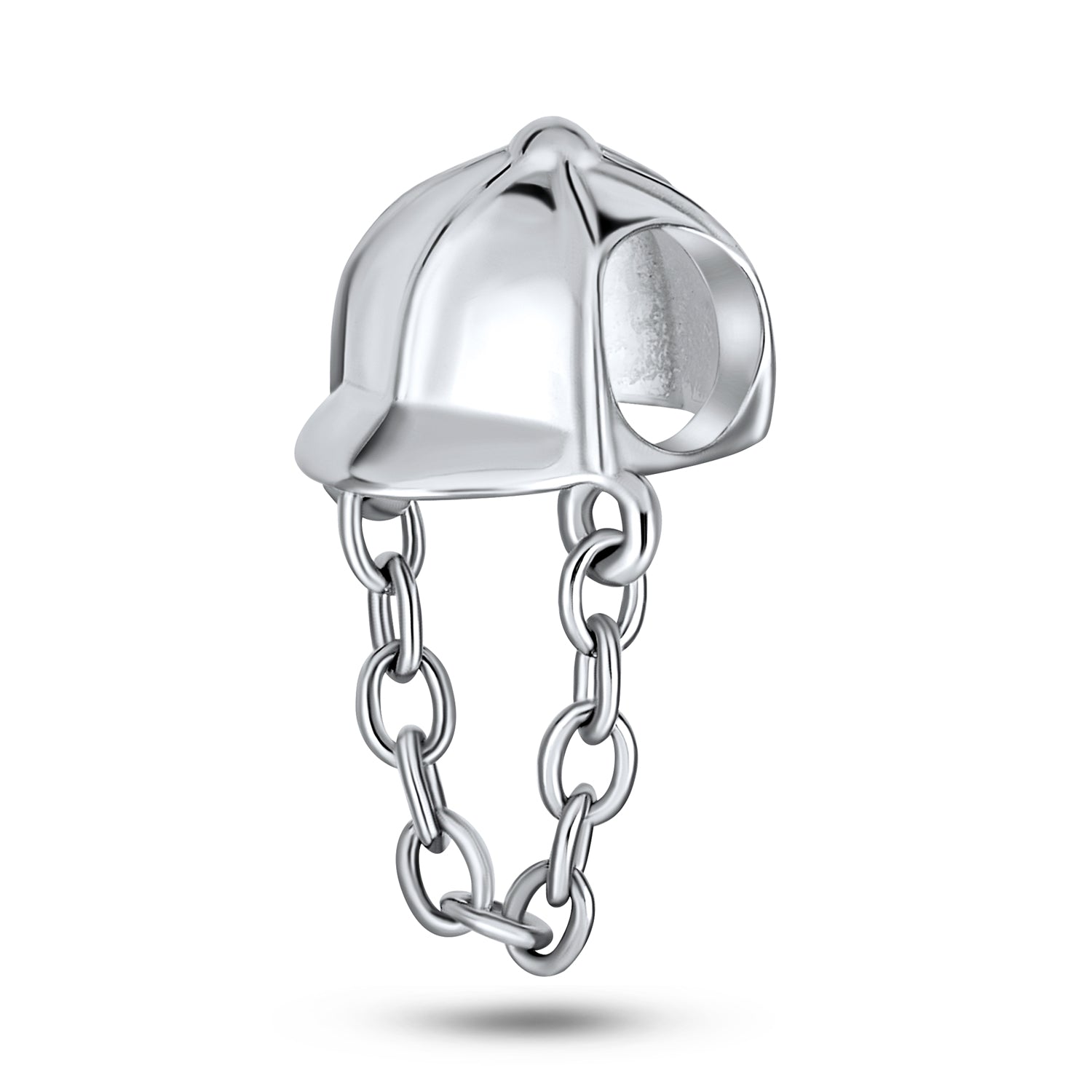 Sterling Silver Western Horse Jockey Equestrian Hat Cap Sports Helmet Charm Bead for Bracelet (Set)