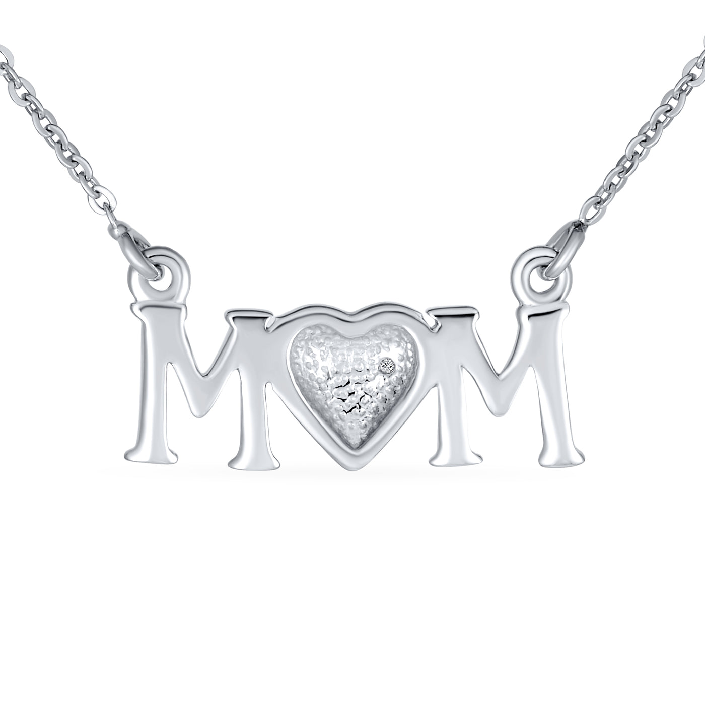 Heart Pendant Necklace with Inspirational Message for MOM in Sterling Silver