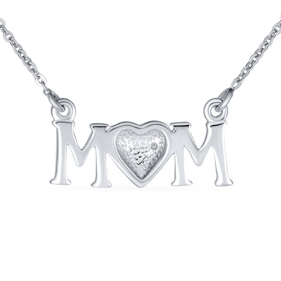 Heart Pendant Necklace with Inspirational Message for MOM in Sterling Silver