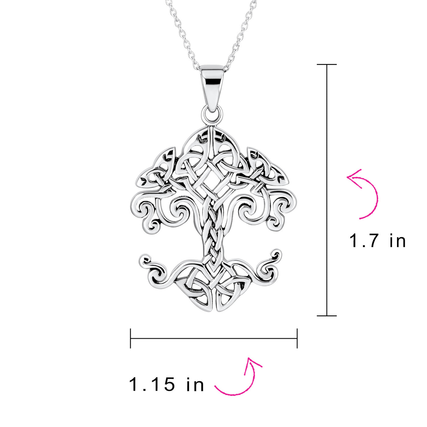 Celtic Matriarch Family Tree of Life Pendant Necklace in Sterling Silver