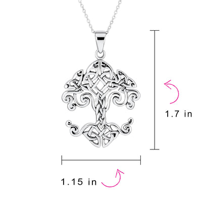 Celtic Matriarch Family Tree of Life Pendant Necklace in Sterling Silver