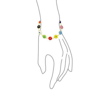 Protection Good Luck Amulet Strand Bracelet with Multicolor Evil Eye Beads 7-7.5 Inch