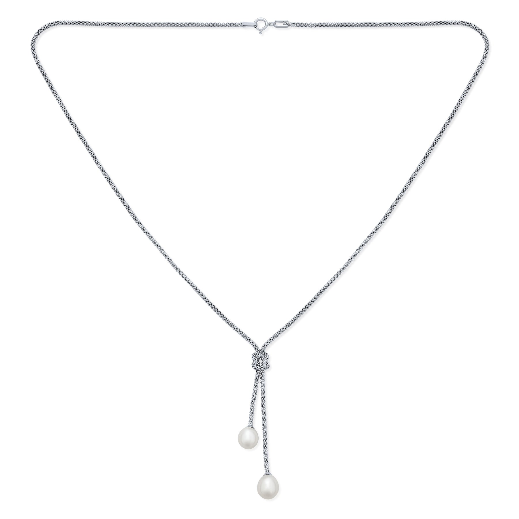 Nautical Bride CZ Drop Necklace with Simulated Pearl
