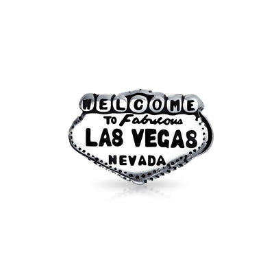 Set of 2 Welcome to Las Vegas and Poker Ace of Hearts Charm Bead Sterling Silver
