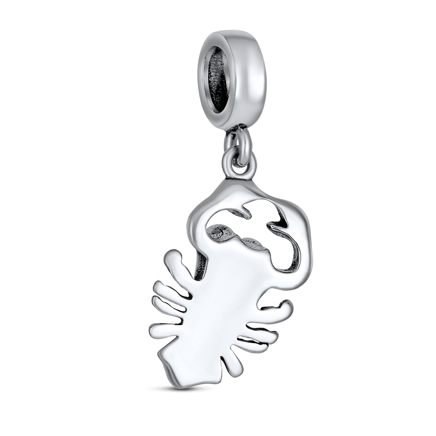 .925 Sterling Silver Nautical Lobster Vacation Travel Dangle Charm Bead for Bracelet