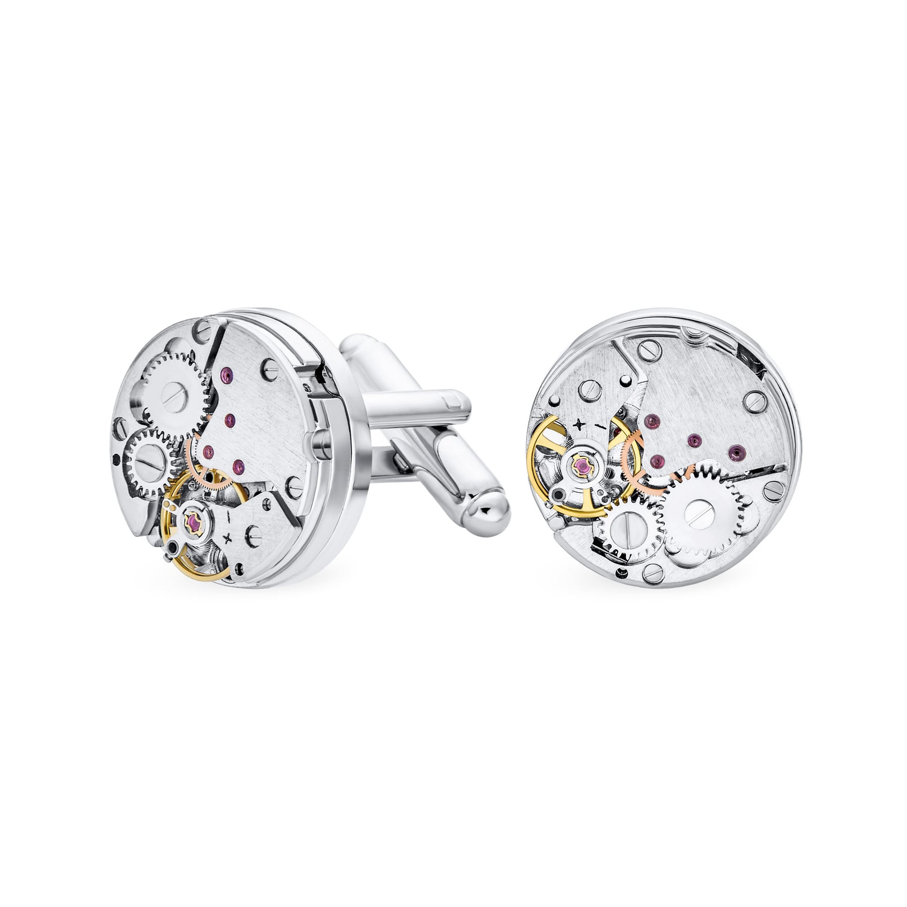 Mechanic Steampunk Moving Gears Wheel Cufflinks For Men Silver Gold Tone Stainless Steel