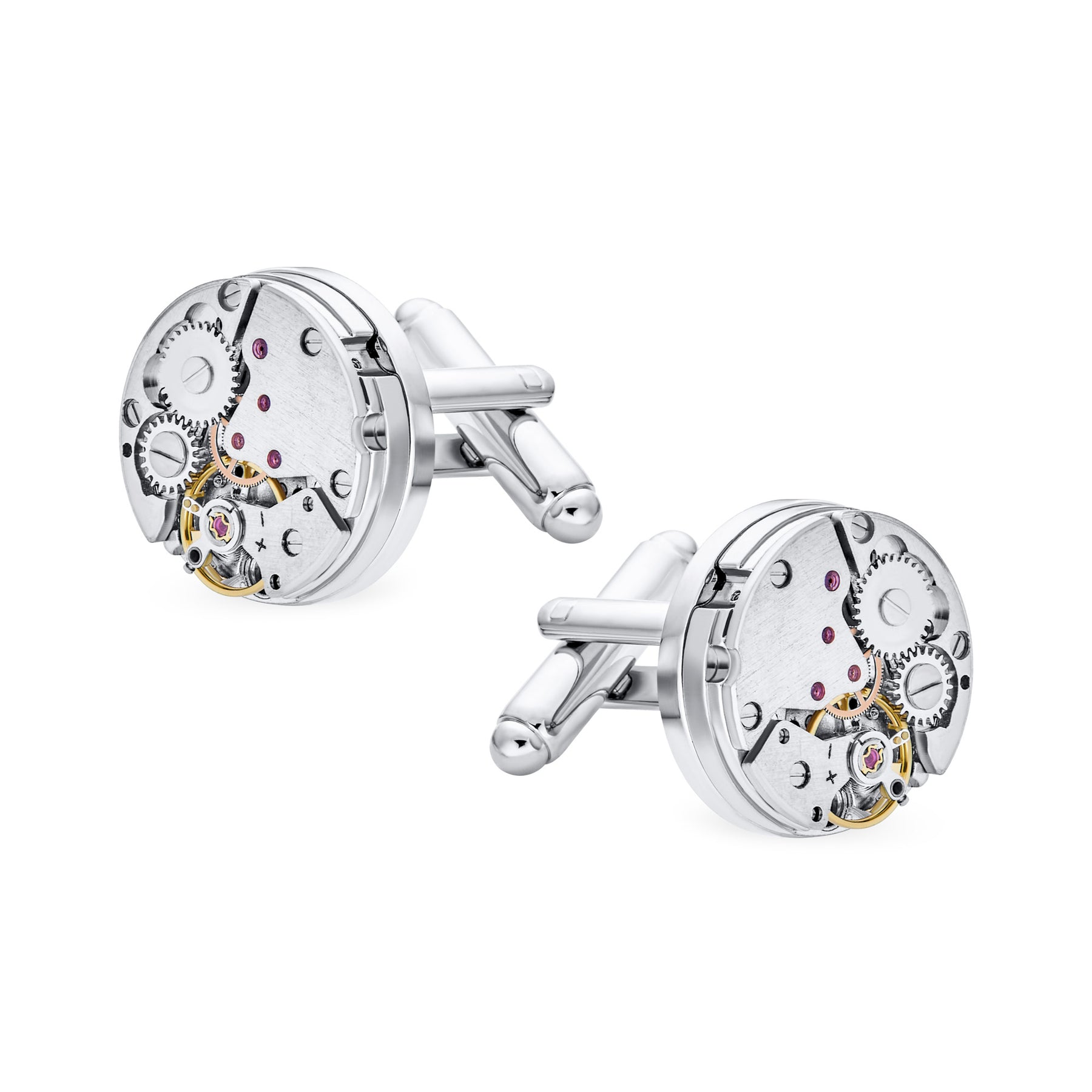 Mechanic Steampunk Moving Gears Wheel Cufflinks For Men Silver Gold Tone Stainless Steel