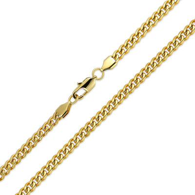 Men's 8MM Gold Tone Stainless Steel Miami Cuban Chain Necklace 20-30 Inch