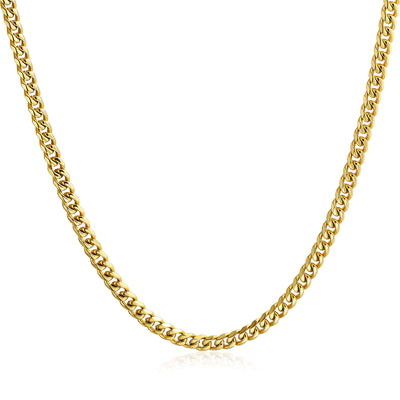 Men's 8MM Gold Tone Stainless Steel Miami Cuban Chain Necklace 20-30 Inch