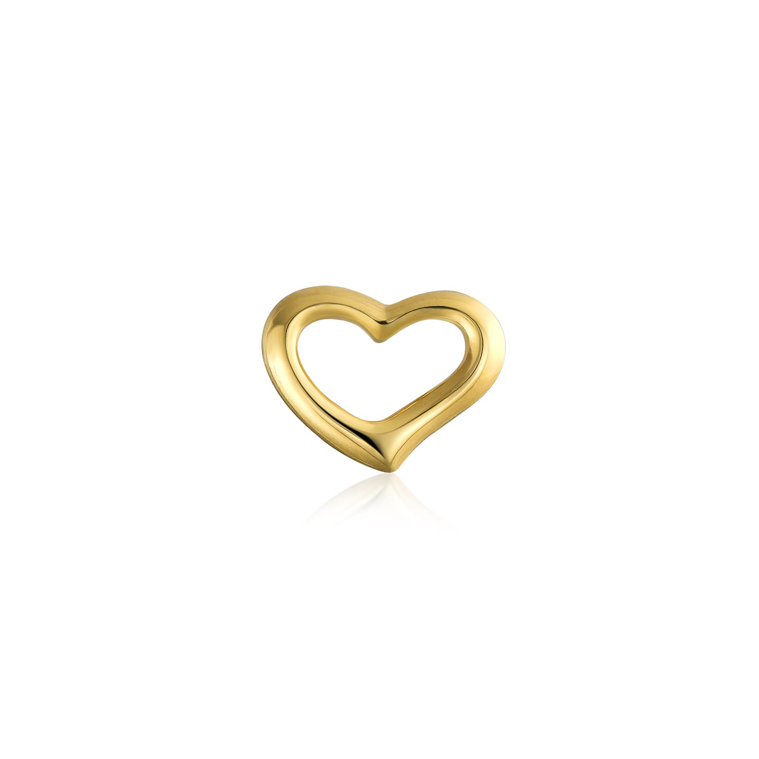 Petite Heart Stud Earring In 14K Yellow Gold Helix (single)
