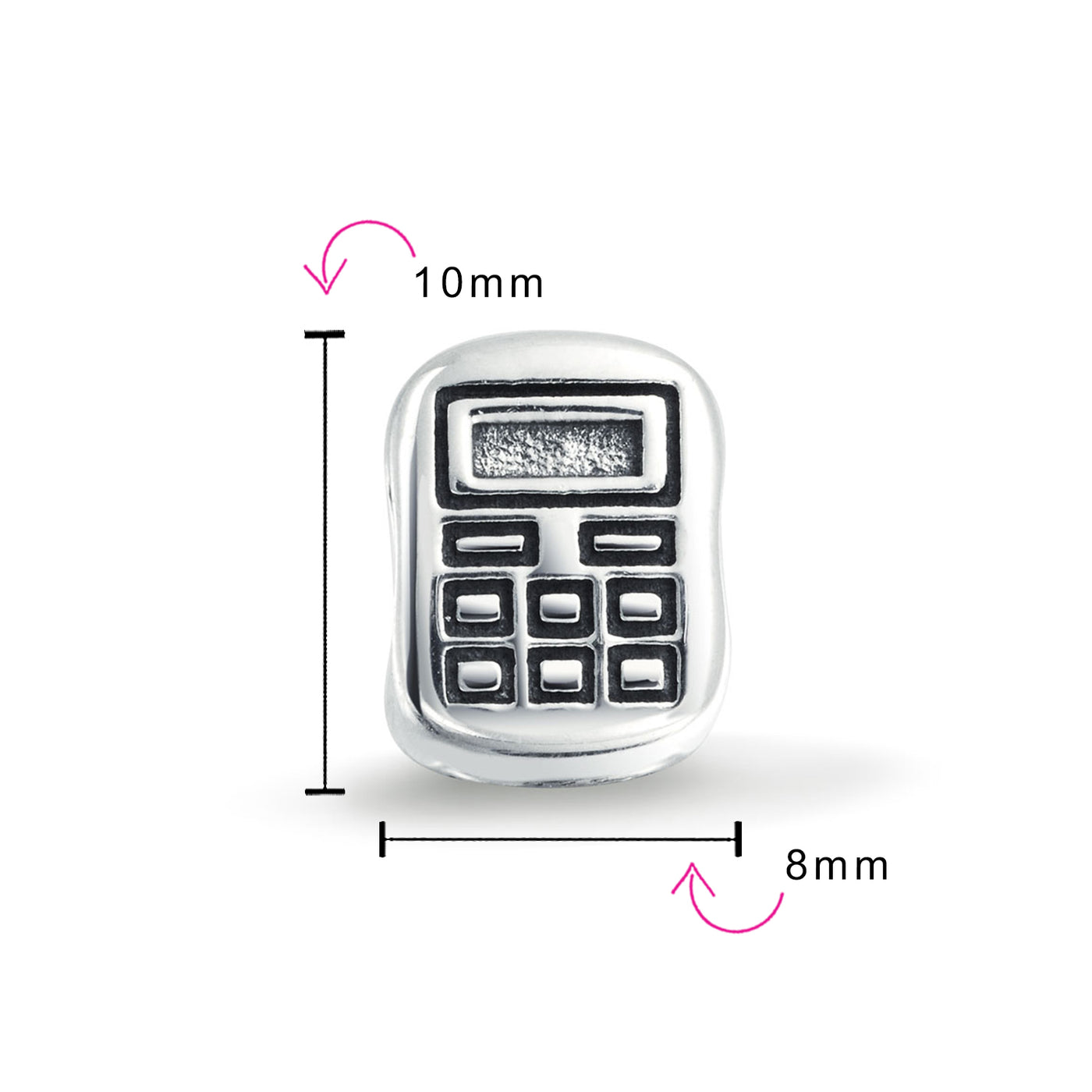 Set of 2 Latte Travel Mug Cup Coffee and Calculator Charm Bead Sterling Silver