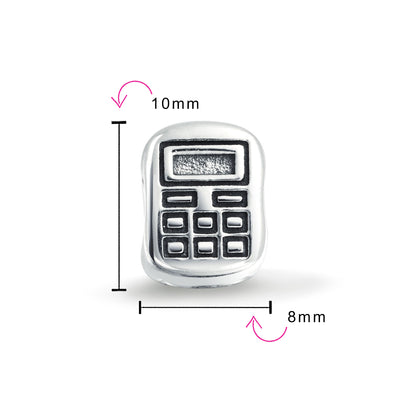 Set of 2 Latte Travel Mug Cup Coffee and Calculator Charm Bead Sterling Silver