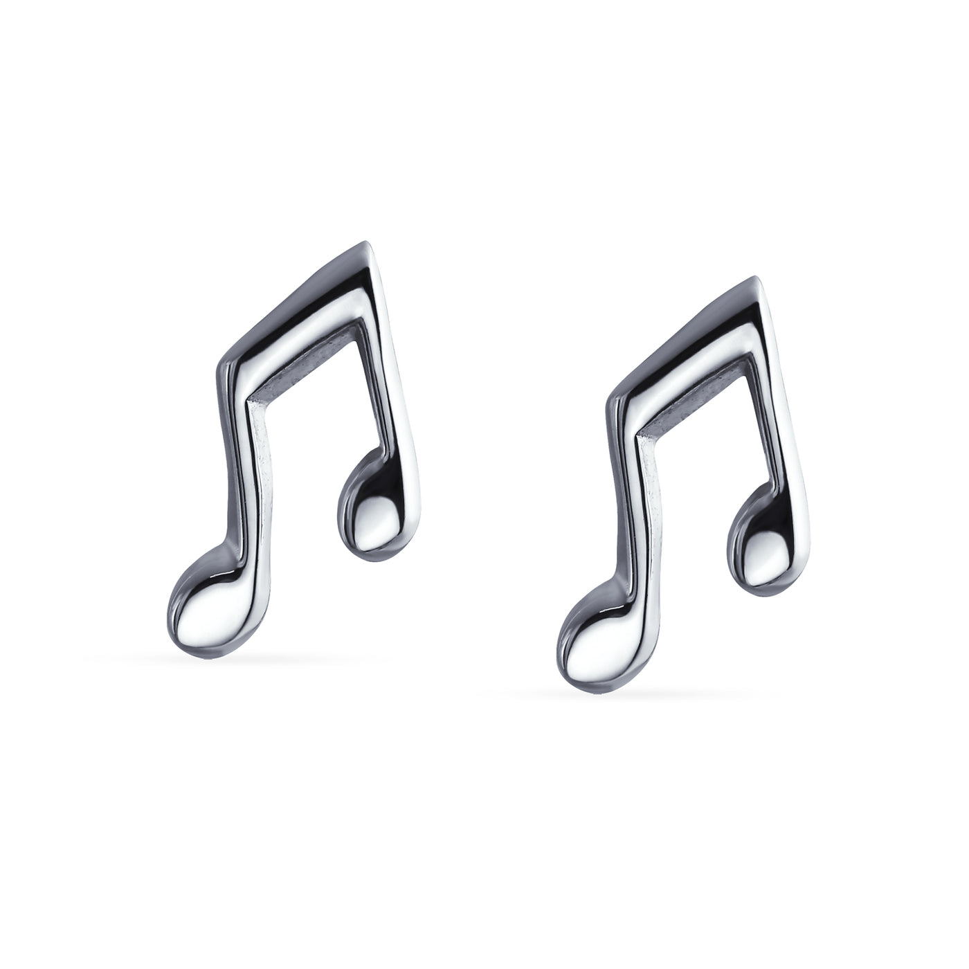 Set of 2 Tiny Music G Treble Clef Eight Note Stud Earrings Sterling Silver