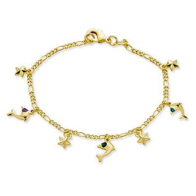 Vacation Nautical Anchor Starfish Charm Bracelet 18K Gold Plated