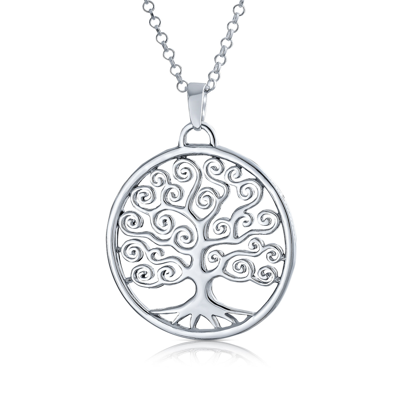 Circle Tree Of Life Pendant Wishing Tree Necklace .925 Sterling