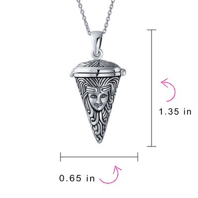 Unisex Sterling Silver Locket Necklace Angel Protector of Mother Earth Design