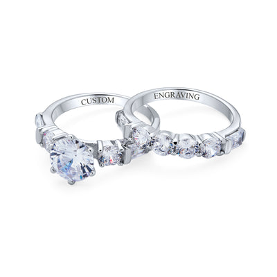 Classic Cathedral Cocktail Statement Ring with Baguette CZ Side Stones 2 CT Solitaire