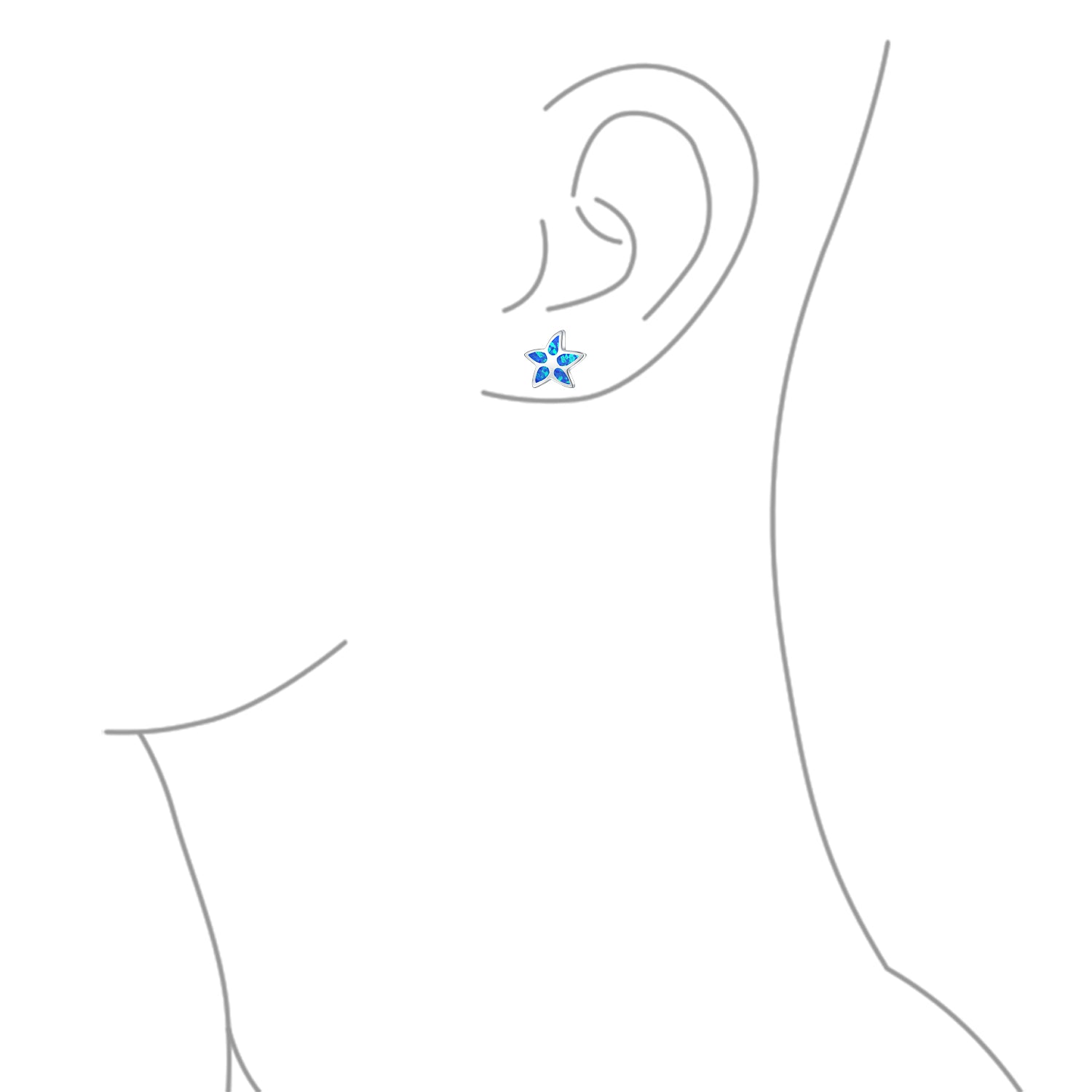 Blue Opal Starfish Stud Earrings October Birthstone Ocean