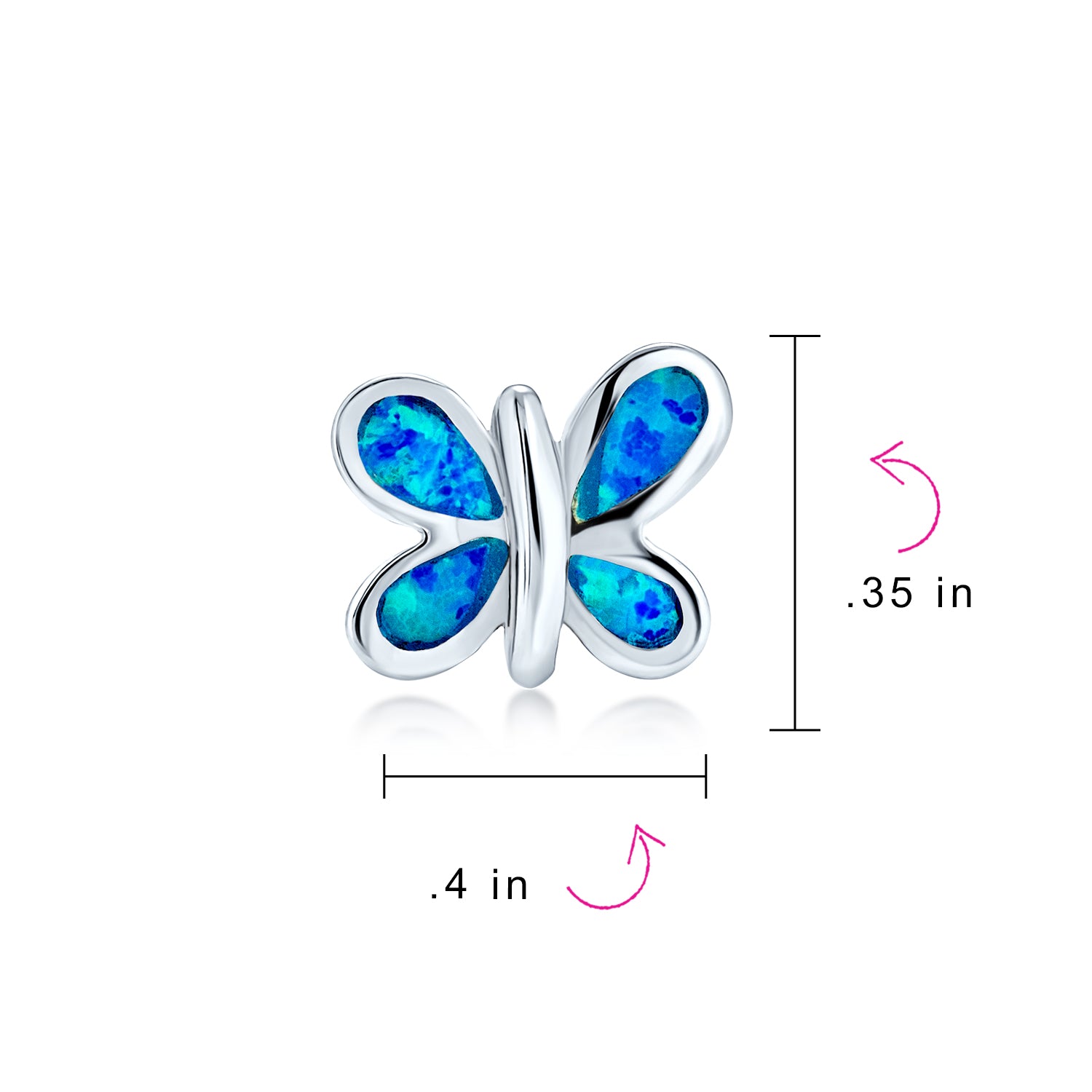 Blue Opal Butterfly Stud Earrings Silver October Birthstone