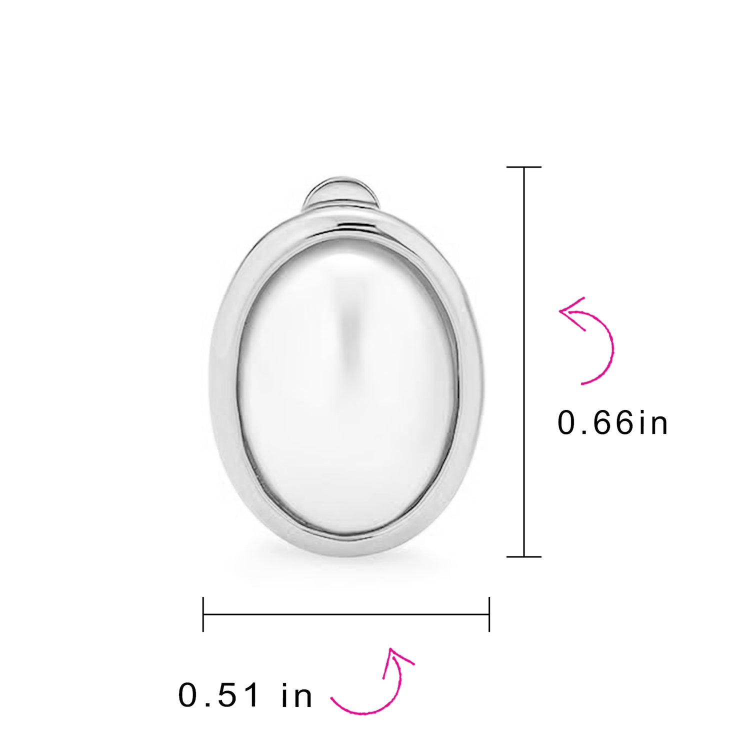 Classic Faux White Pearl Cabochon Bezel Oval Clip On Earrings For 14K Gold Plated Rhodium (Set of 2)