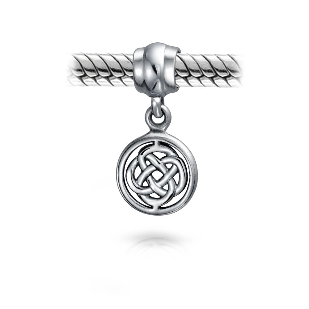 Set of 2 Romantic Celtic Love Knot Infinity Dangle Charm Bead Sterling Silver