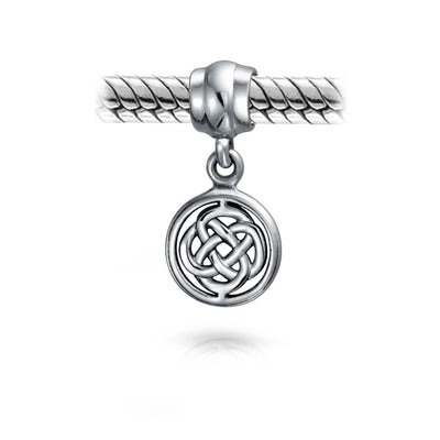 Set of 2 Romantic Celtic Love Knot Infinity Dangle Charm Bead Sterling Silver