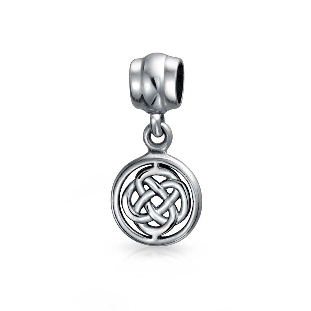 Set of 2 Romantic Celtic Love Knot Infinity Dangle Charm Bead Sterling Silver
