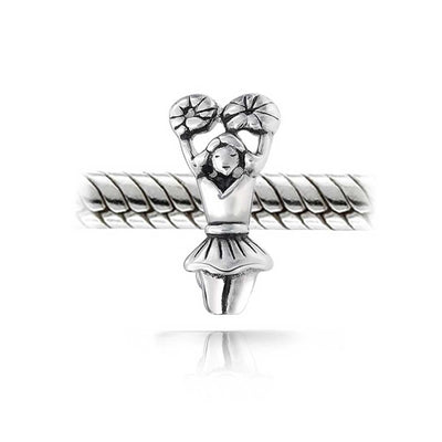 Set of 2 USA Rugby Sports & School Spirit Cheerleader Charm Bead Sterling Silver