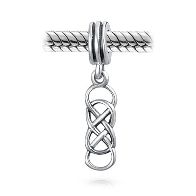 Set of 2 Romantic Celtic Love Knot Infinity Dangle Charm Bead Sterling Silver