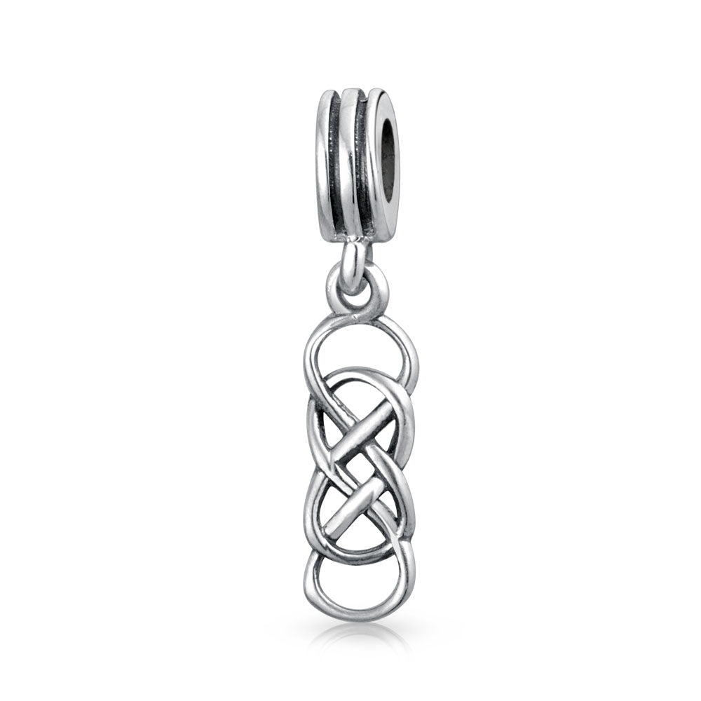 Set of 2 Romantic Celtic Love Knot Infinity Dangle Charm Bead Sterling Silver