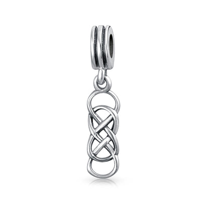 Set of 2 Romantic Celtic Love Knot Infinity Dangle Charm Bead Sterling Silver