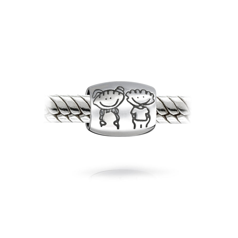 Set of 2 Mother's Day SUPER MOM and BFF Friendship Charm Bead Sterling Silver