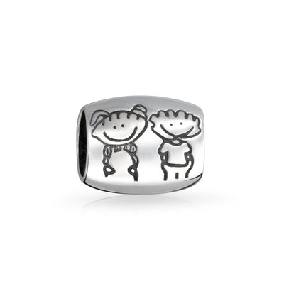 Set of 2 Mother's Day SUPER MOM and BFF Friendship Charm Bead Sterling Silver