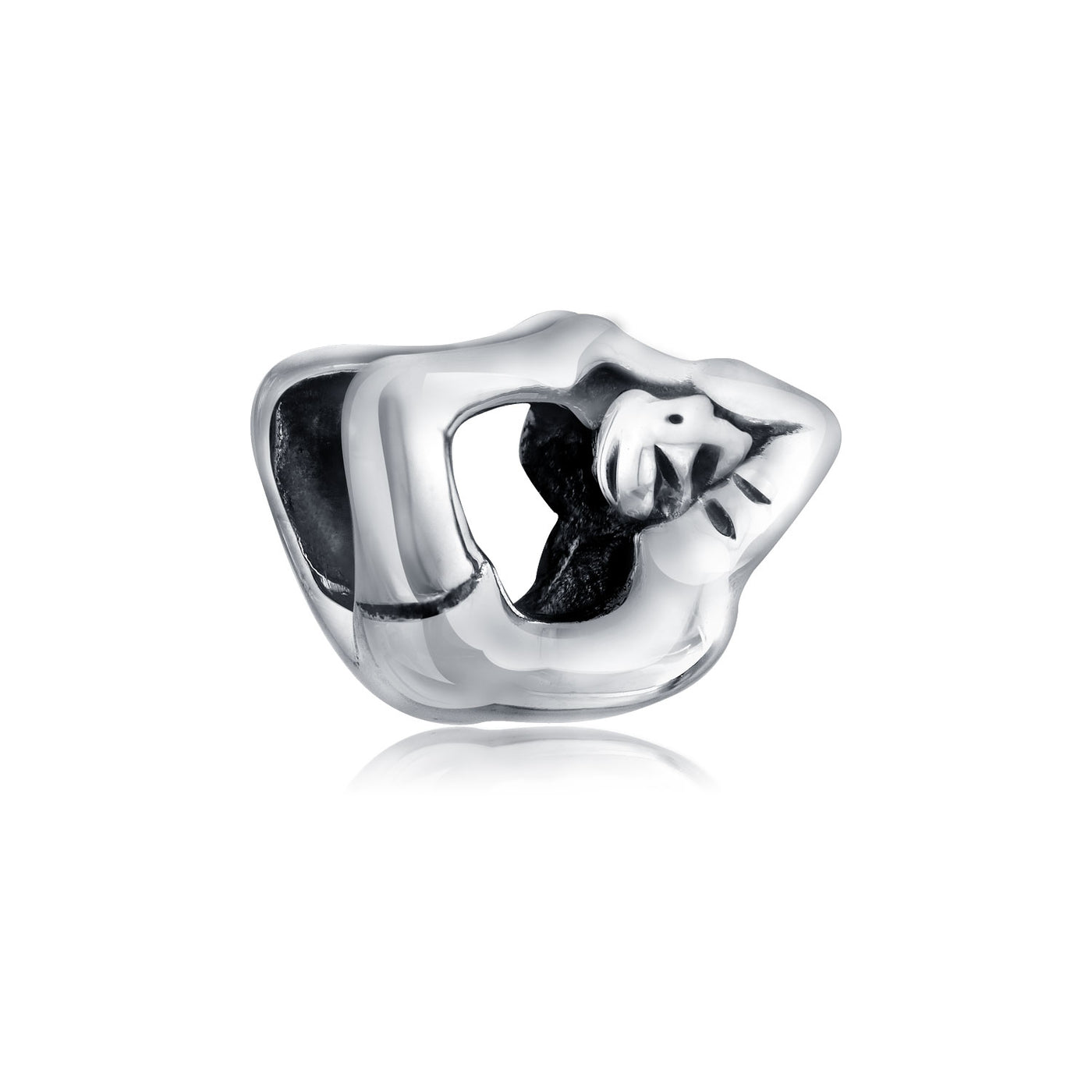 Set of 2 Black White Yin Yang Yogi Gymnastics Yoga Pose Charm Bead Enamel Silver
