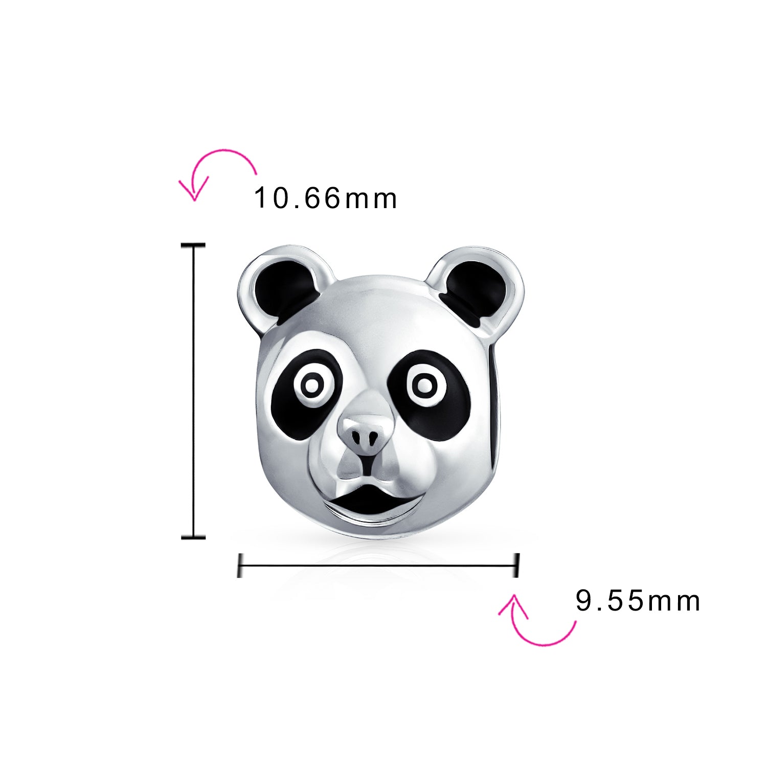 .925 Sterling Silver Bear Face Zoo Animal Koala Panda Charm Bead Two Tone for Bracelet (Set of 2)