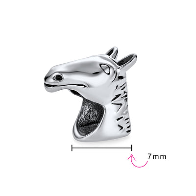 Set of 2 Western Horse and Jockey Equestrian Cap Hat Charm Bead Sterling Silver