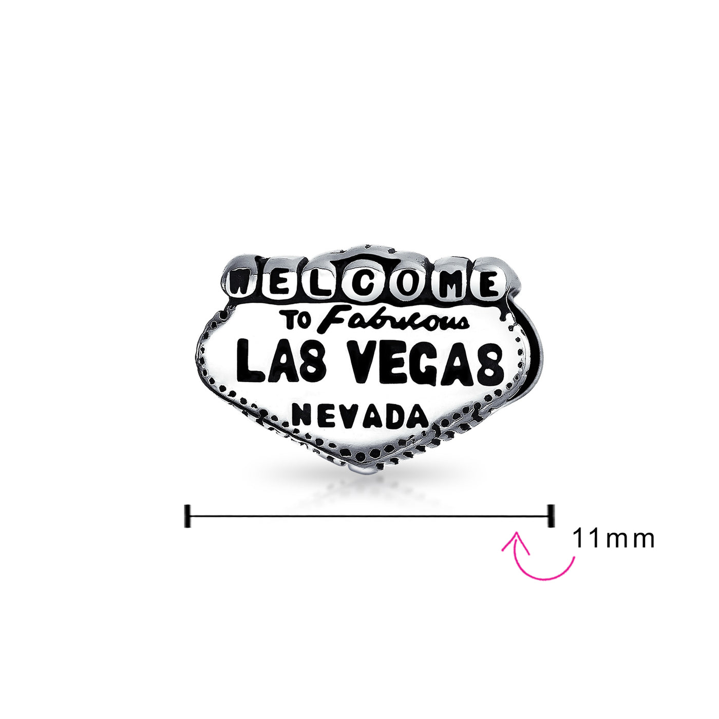 Set of 2 Welcome to Las Vegas and Poker Ace of Hearts Charm Bead Sterling Silver