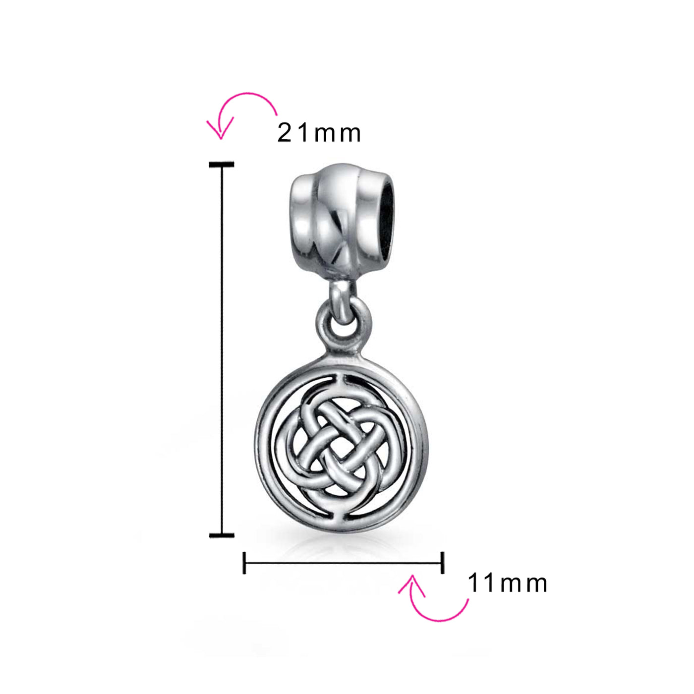 Set of 2 Romantic Celtic Love Knot Infinity Dangle Charm Bead Sterling Silver