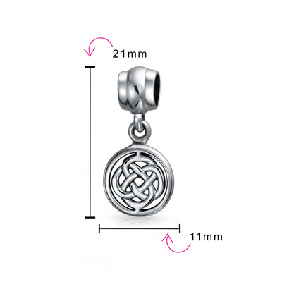 Set of 2 Romantic Celtic Love Knot Infinity Dangle Charm Bead Sterling Silver