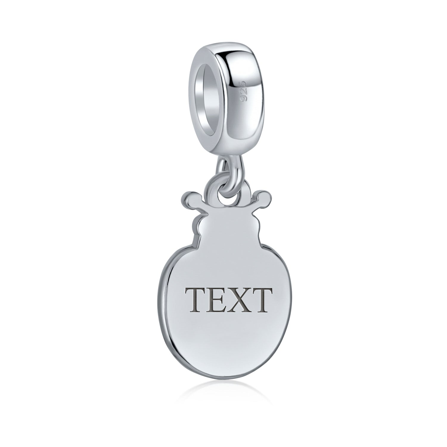 Personalized Red Ladybug Dangle Charm Bead Sterling Silver for Bracelets