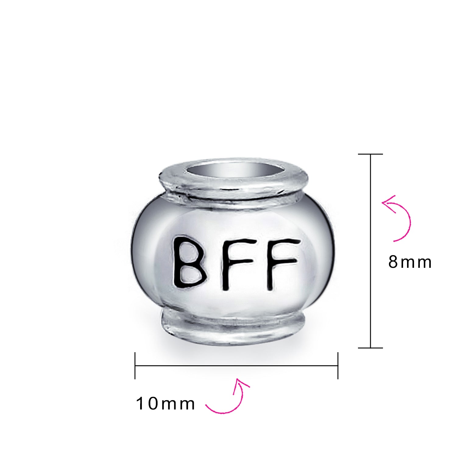 .925 Sterling Silver Words Best Friends Forever BFF Charm Bead for Bracelet
